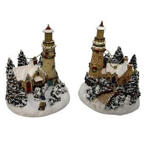 Thomas Kinkade Winter Illumination 2 Christmas Ornaments Light Peace Beacon Hope